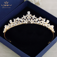 Bavoen Elegant Sparkling Zircon Brides Tiaras Headpieces Plated Crystal Bridal Crowns Headbands Wedding Dress Hair Accessories 2024 - buy cheap