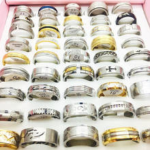 Wholesale 50pcs/Lot rings men women gold silver Plated Exquisite mix styles fashion stainless steel jewelry Ring wedding bands 2024 - buy cheap