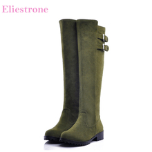 Nova marca de inverno moda exército verde amarelo mulheres na altura do joelho botas altas sexy saltos grossos senhora sapatos sa9 mais tamanho grande 10 43 2024 - compre barato