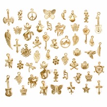 Lote de 50 unids/set de colgantes de varios estilos, joyería artesanal para collar, pulsera, oro, plata y bronce 2024 - compra barato