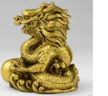 Китайский фэн-шуй украшенный латунный Китайский Зодиак счастливый Дракон/амулет 2024 - купить недорого