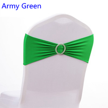 Армейский зеленый цвет спандекс пояс для стула ленты для свадебных стульев с круглой пряжкой лайкра стрейч пояс для стула повязка из спандекса Универсальная 2024 - купить недорого