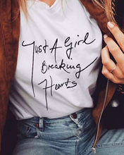 Apenas uma menina quebrando corações camisa feminina verão manga curta letras imprimir camiseta teen menina gráfico t moda tumblr tshirt 2024 - compre barato