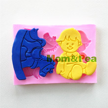 Mom&Pea 0971 Free Shipping Baby & Wooden Horse Shaped Silicone Mold Cake Decoration Fondant Cake 3D Mold Food Grade 2024 - buy cheap