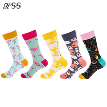 HSS Brand Men's Cotton Socks Dress Casual Happy Socks Colorful animal Pattern Winter Long Socks For Men Gift 2024 - buy cheap