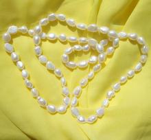 Бижутерия из натурального жемчуга белого цвета, ожерелье из пресноводного жемчуга в стиле барокко, длина 90 см, длина 7-8 мм, ручная работа, модные женские украшения 2024 - купить недорого