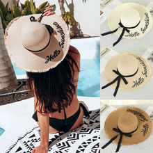 Hot Women Straw Visor Summer Sun Beach Hats Elegant Ladies Foldable Letter Bow Roll Up Wide Brim Holiday Fashion Casual New Cap 2024 - buy cheap