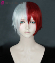 My Hero Academia-peluca corta blanca y roja resistente al calor para disfraz de Cosplay, Boku no Hiro Akademia Shoto Todoroki Shouto 2024 - compra barato