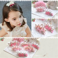 1pcs/set Fashion Crown Lace Flower Bowknot Hairpins Children Girls Hair Clips Decoration Handmade Barrettes Accessory Headwear 2024 - buy cheap