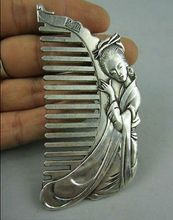 Exquisite Collectibles Decorated Old Miao Silver Hand-carved beauty Belle Usable Comb 2024 - buy cheap