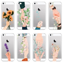 Художественный Цветочный Подсолнух эстетический цветочный чехол для телефона Apple iPhone 5 S 5C 5S SE силиконовый мягкий чехол для iPhone 4 S 4S 2024 - купить недорого