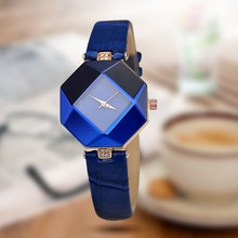 Women Watches Gem Cut Geometry Crystal Leather Quartz Wristwatch Fashion Dress Watch Ladies Gifts Clock Relogio Feminino 5 color 2024 - buy cheap