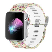Bemorcabo силиконовый с цветочным рисунком браслет для часов Apple Watch 3 2 1 серия 38 мм 42 мм сменный ремешок для Apple Watch 2024 - купить недорого