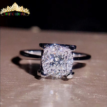 Anillo de boda con diamantes de moissanita, sortija de oro 100% de 18K 750Au, color D, VVS con certificado nacional, MO-H1017 2024 - compra barato