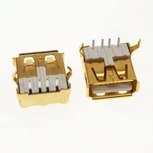 100pcs 24K Gold Plating USB-A Female Socket Connector 90 degree 2024 - buy cheap