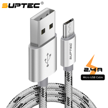 SUPTEC Micro USB кабель 2.4A нейлоновый кабель для быстрой зарядки и передачи данных кабель для зарядного устройства Microusb шнур для Samsung S7 S6 Xiaomi Android смартфона 2024 - купить недорого