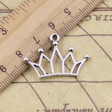 25pcs Charms Hollow Crown 20x30mm Tibetan Bronze Silver Color Pendants Crafts Making Findings Handmade Antique DIY Jewelry 2024 - buy cheap