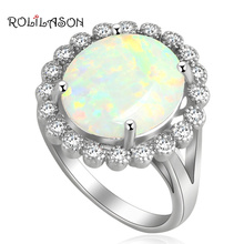Big Oval shape Rings Wholesale & Retail Green fire Opal silver plated Ring Fashion Jewelry Rings USA size #7 #8 #9 OR574 2024 - buy cheap