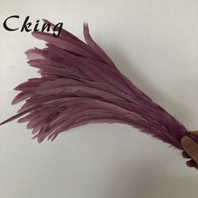 Plumas de cola de gallo de 40-45cm, 16-18 pulgadas, púrpura claro, teñido, suministros de decoración para boda, fiesta de cumpleaños 2024 - compra barato