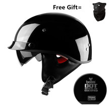 Motorcycle Motorbike Rider Half Open Face Helmet Visor With Collar vintage Motorcycle Motorbike Vespa dark lens gloss black M 2024 - buy cheap