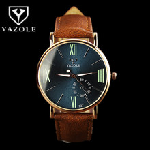 Роскошные брендовые кварцевые часы YAZOLE 2019, модные повседневные мужские часы с кожаным ремешком, светящиеся водонепроницаемые спортивные наручные часы, мужские часы 2024 - купить недорого
