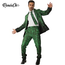 Crazy Suit-Disfraz de Halloween para hombre adulto, traje con flujo de fecha, generación de ordenador, Cosplay para fiesta de navidad 2024 - compra barato