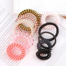 S-L 10PCS/Lot Mix Candy Color Plastic Telephone Wire Rubber for Women Headwear Elastic Hair Bands Hair Ties Scrunchies 2024 - buy cheap