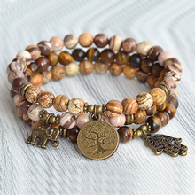 6mm Beads Stacking bracelets Mala Yoga Jewelry Tree of life Elephant Hamsa Charm Tiger eye Zebra J-asper Beaded Bracelet 2024 - buy cheap