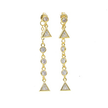 Classic dangle earrings long triangle bezel stone Drop Luxury Cubic Zirconia Crystal Wedding Bridal Earrings For Bridal 2024 - buy cheap
