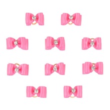 10/20pcs Dog Bows Simple Hot Pink Ribbon Bowknots with Rhinestone Dog Bows Pet Hair Accessories chien accessoires pour chiens 2024 - buy cheap