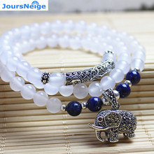 JoursNeige Natural White Crystal Bracelet Tibetan Silver Elephant Pendant Bracelets for Women Multilayer Jewelry 2024 - buy cheap