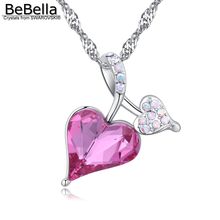 BeBella-Colgante de corazón de cristal doble para mujer y niña, collar con cristales de Swarovski, cadena fina, regalo de joyería 2023 - compra barato