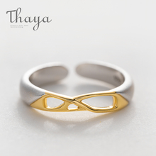 Thaya geométrica oco anel de ouro simples eleglant s925 prata esterlina anel cantor para o aniversário feminino clássico jóias 2024 - compre barato