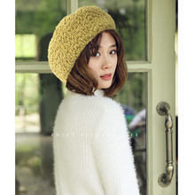 Elegant Ladies Warm Wool Beret For Women Winter Hat Wool Knit Women's Beret Flat Cap Fleece Beret Hats 2024 - buy cheap