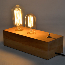 Luminária de mesa industrial para loft, lâmpada dupla única de madeira para cafeteria, bar, loja de café