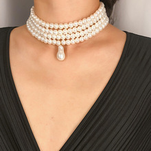 Geometric Imitation Pearls Choker Necklaces for Women 2019 Fashion Jewelry Multilayer Necklace Female Simple Style New Arrive 2024 - buy cheap