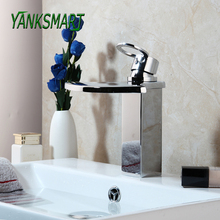 YANKSMART Bathroom Waterfall Water Chrome Finish Basin Sink Faucets Cold & Hot Mixer Faucet Deck Mounted Tap 2024 - buy cheap