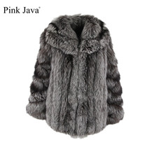 Rosa java qc1846 casaco de inverno das mulheres real pele de raposa casaco de pele de raposa de prata jaqueta de pele de luxo roupas de pele de guaxinim natural casaco 2024 - compre barato
