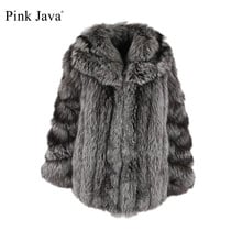 PINK JAVA QC1846 winter coat women real fox fur coat silver fox fur jacket luxury fur clothes natural raccoon fur coat 2024 - buy cheap