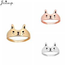 Jisensp anel de gatinho em ouro rosado, anel de dedo em forma de gato para casamento e noivado para mulheres, anel de animal na moda, atacado 2024 - compre barato