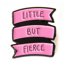 Punk Rock Feminist Quote Banner Enamel Pin in Pink "Little But Fierce" button badge brooch 2024 - buy cheap