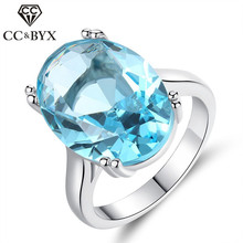 CC Luxury Jewelry Rings For Women Blue Oval Big Cubic Zirconia Stone Bridal Wedding Engagement Ring Charms Party Gift CC2091 2024 - buy cheap