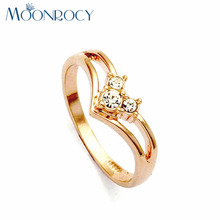 MOONROCY Envío Directo joyería al por mayor Zirconia cúbica Color oro rosa cristal austriaco anillo de boda para regalo de mujer 2024 - compra barato