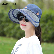 Maershei chapéu de sol feminino, chapéu vazio com botões de palha em 3 cores 2024 - compre barato