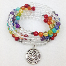 SN0188 Designer 2016 Rainbow Mala Beads Bracelet Trendy Yoga Wrap Bracelet  6mm Crystal Chakra OM Charm Necklaces Free Shipping 2024 - buy cheap