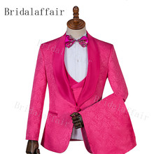 Bridalaffair Hot Pink/ Blue Mens Wedding Suits 2019 Italian Design Custom Made Tuxedo Jacket 3 Pieces Groom Terno Suits For Men 2024 - buy cheap