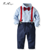 Tem Doger Baby Boy Clothing Sets Autumn Infant Newborn Boys Clothes Long Sleeve Tops+Overalls 2PCS Outfits Bebes Boy Clothing 2024 - compre barato