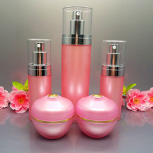 10pcs/lot 30/50g Pink Acrylic eye/face cream jar 30/120ml cosmetic lotion emulsion press pump bottle set refillable container 2024 - buy cheap