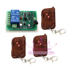 Novo controle remoto sem fio de 2 canais dc12v, sistema de 315/433 mhz, 3 x transmissor + 1 receptor x