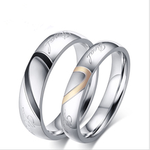 Anel de casal em forma de coração, aço inoxidável de alta qualidade, presente para casamento, para mulheres e homens, anel de atacado, venda imperdível 2024 - compre barato